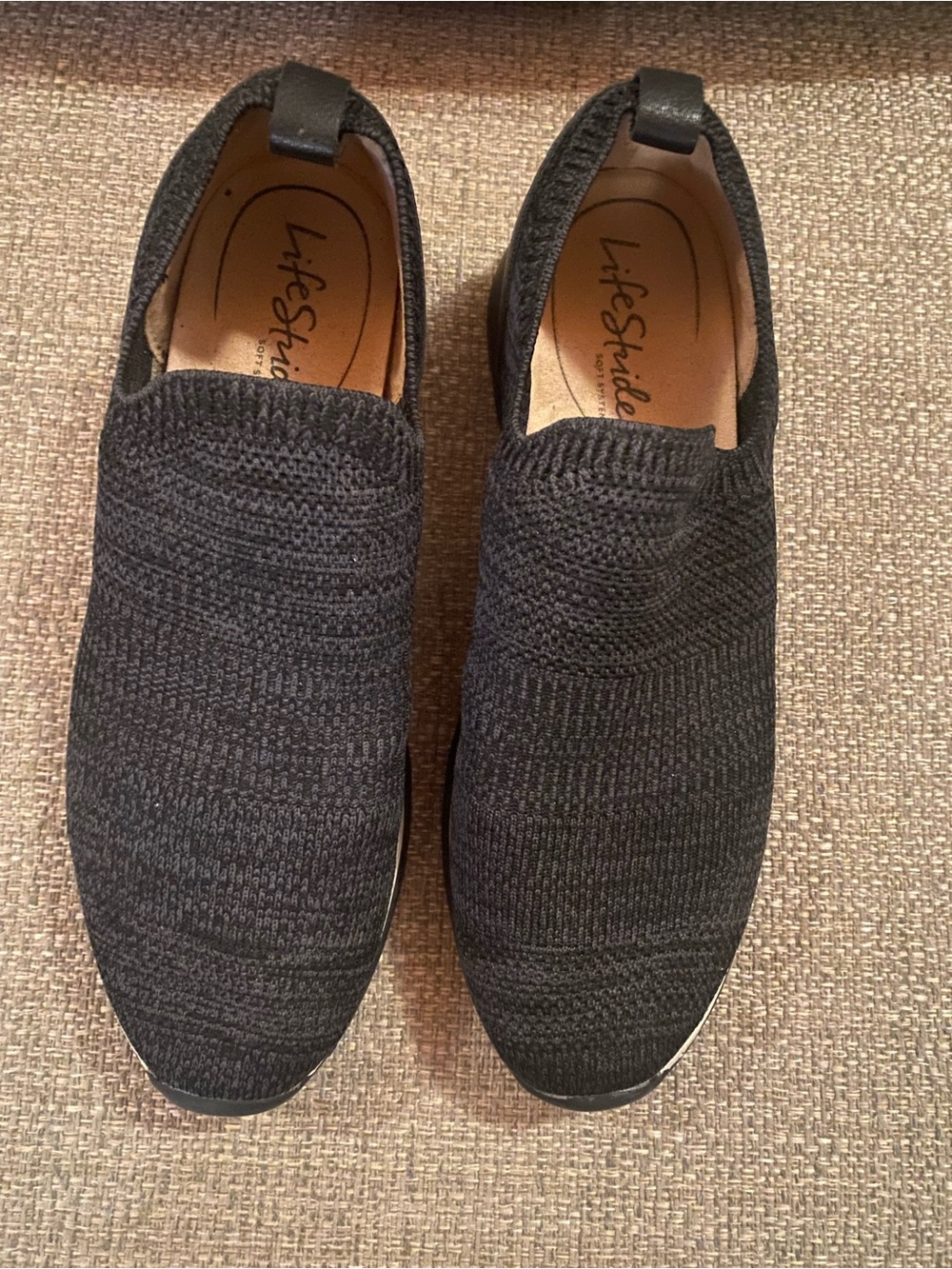 Life Stride Men’s Black Slip-On Knit Loafers